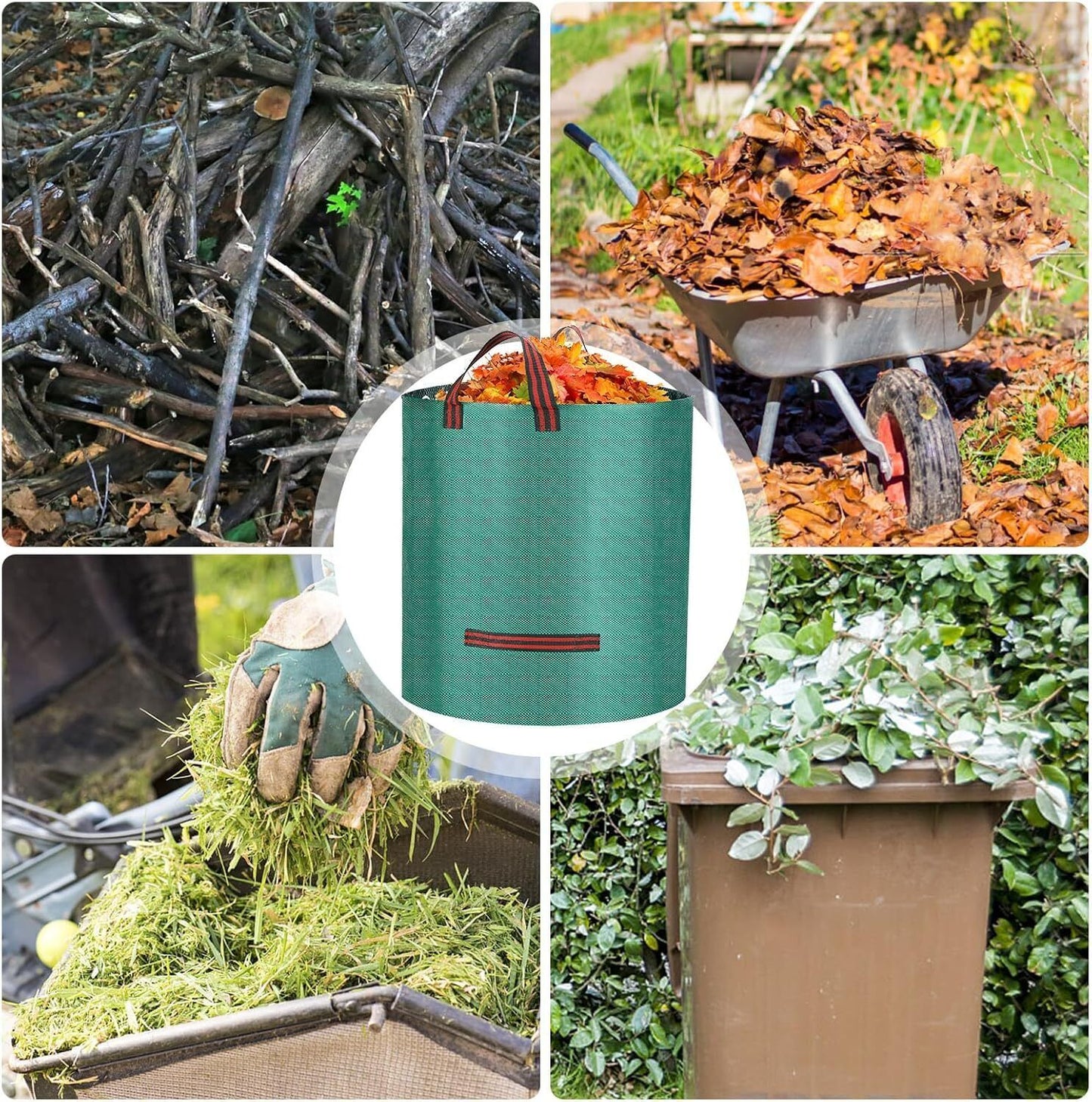 2 500L Heavy Duty Garden Waste Bags With Handles, Reusable Construction Bags UK