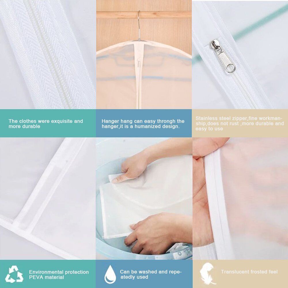 10x Clear Coat Dress Garment Clothes Cover Dust Protector Travel Bag With Zip