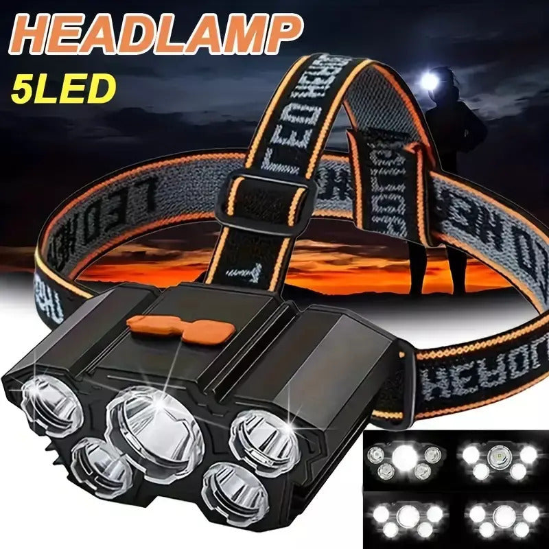 USB LED Headlamp Rechargeable LED Lamp Headlight Head Torch Cable Light