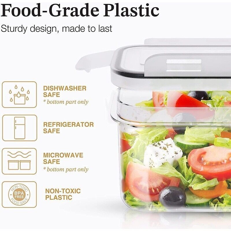 24 Piece Airtight Food Storage Container Sets Pantry & Kitchen Snap On Lids