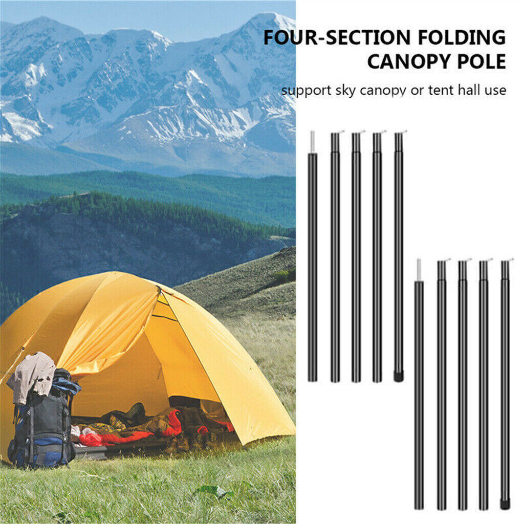 2x200cm Tent Poles Universal Telescopic Adjustable Steel Awning Canopy Tarp Pole
