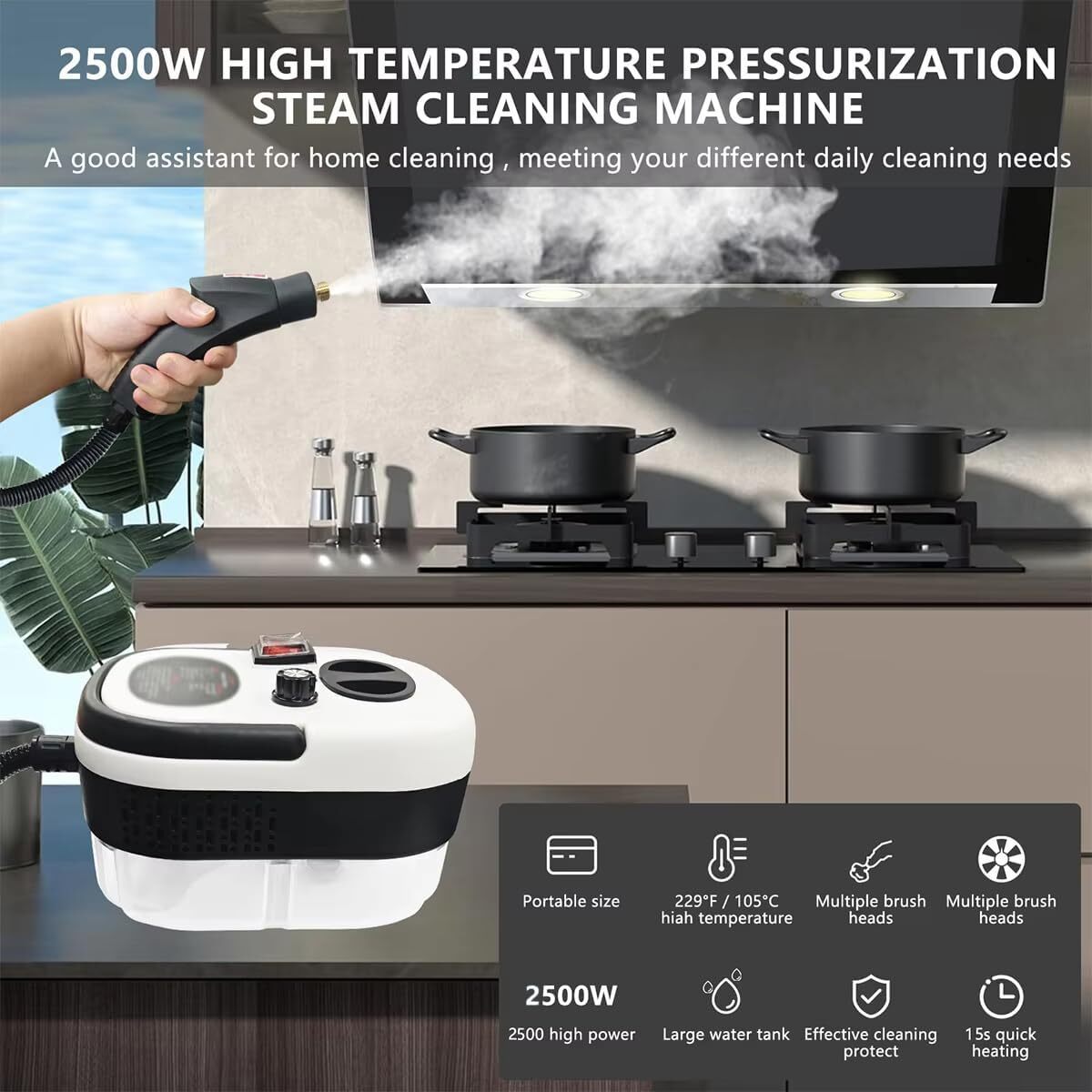 Handheld High Temp Steam Cleaner High Pressure Household Cleaning Machines 2500W