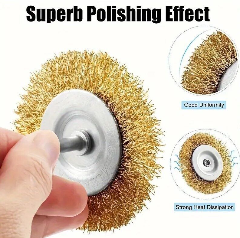 6Pcs 4 Flat Wire Wheel Drill Rotary Brush Paint Rust Removal 1-4 Shank UK