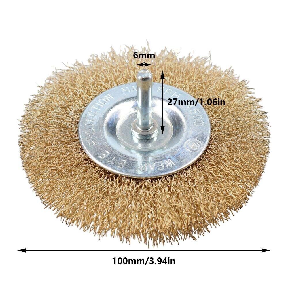 6Pcs 4 Flat Wire Wheel Drill Rotary Brush Paint Rust Removal 1-4 Shank UK