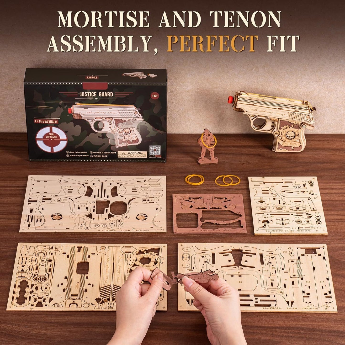 ROBOTIME 3D Puzzle Wooden Hideout Gun Mechanical Construciton Model Craft Kits