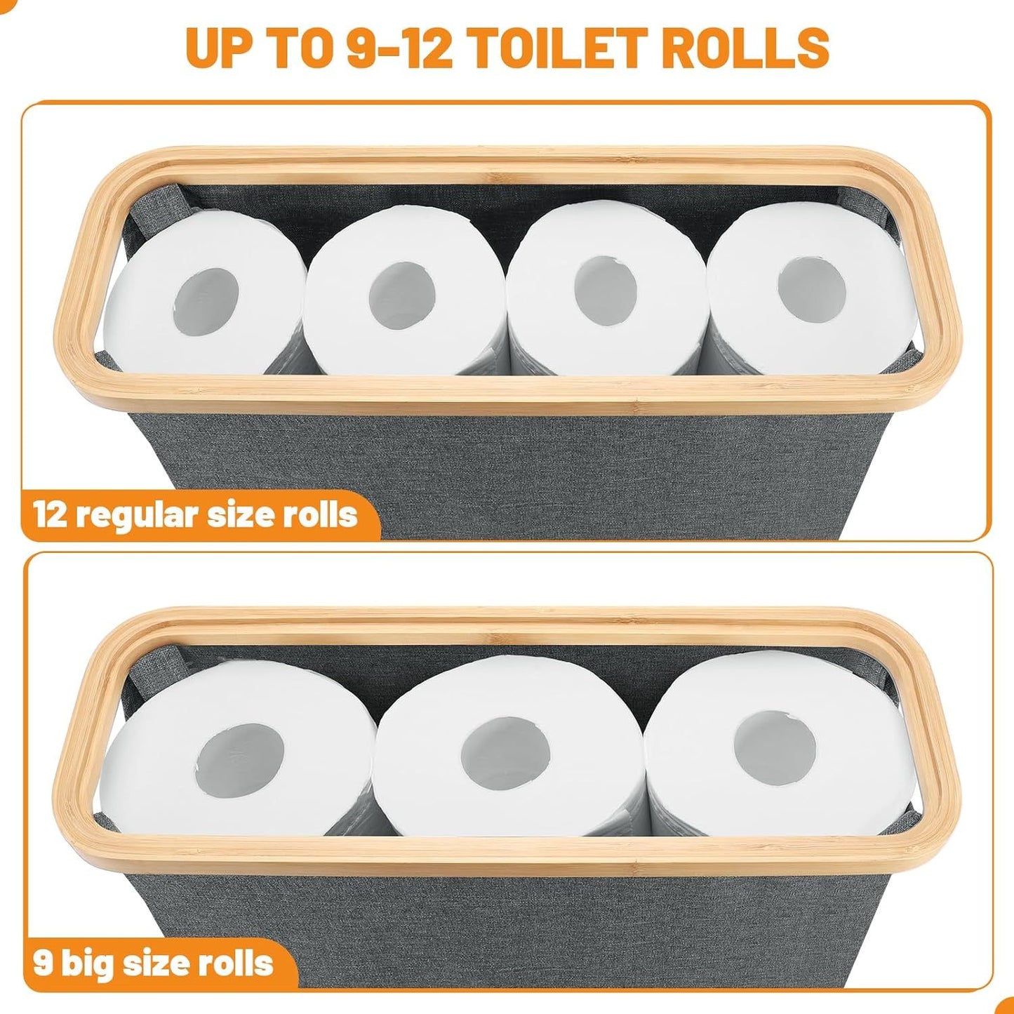 Fast Arrival Toilet Paper Storage Basket With Lid, Bamboo Toilet Paper Storage Holder Stand Organizer For Bathroom, Toilet Paper Storage Box Container With Handle, Toilet Tissue Storage Bin For RV Clo