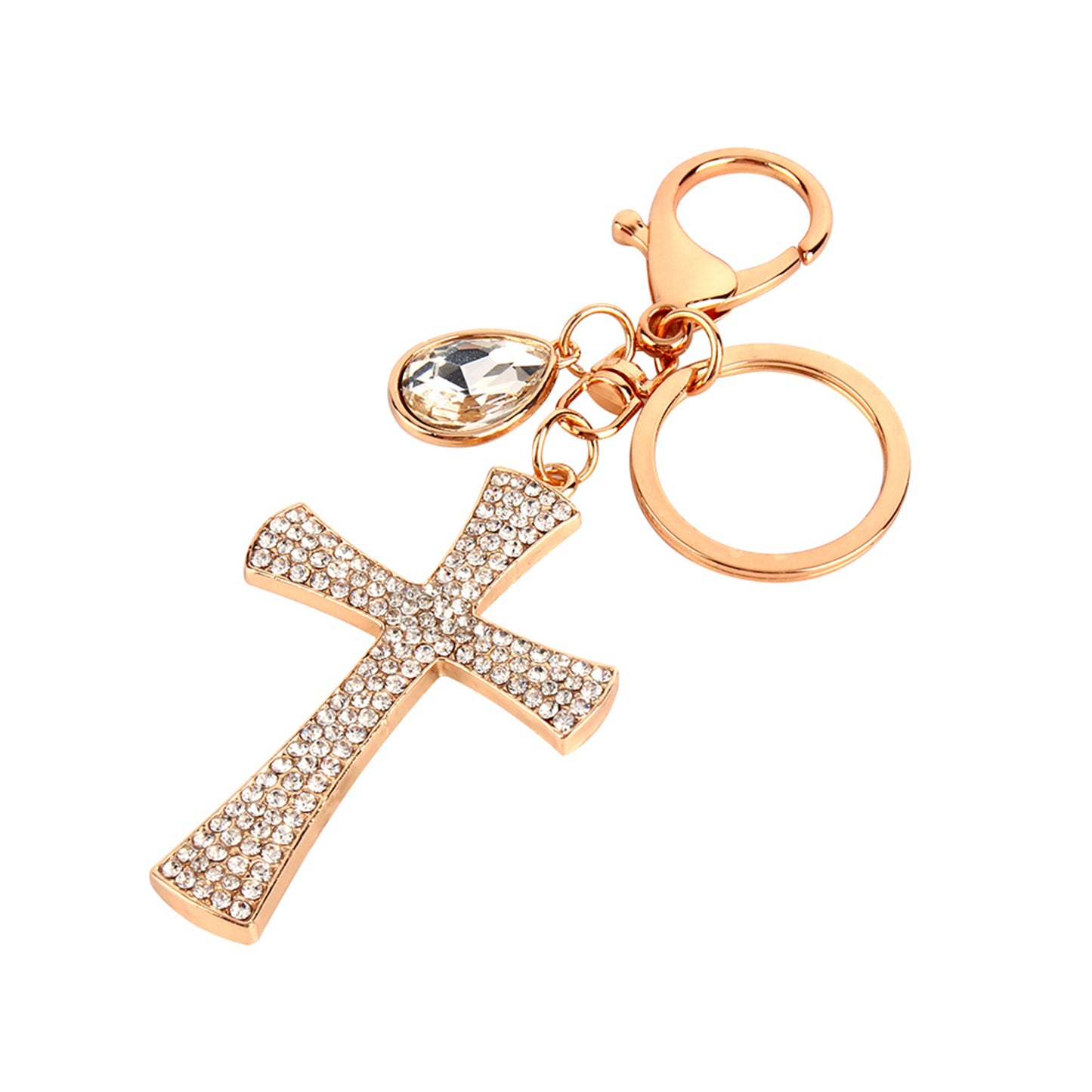 Cross Crystal Rhinestone Key Ring Charm Pendant Purse Bag Cute Keychain HighQ