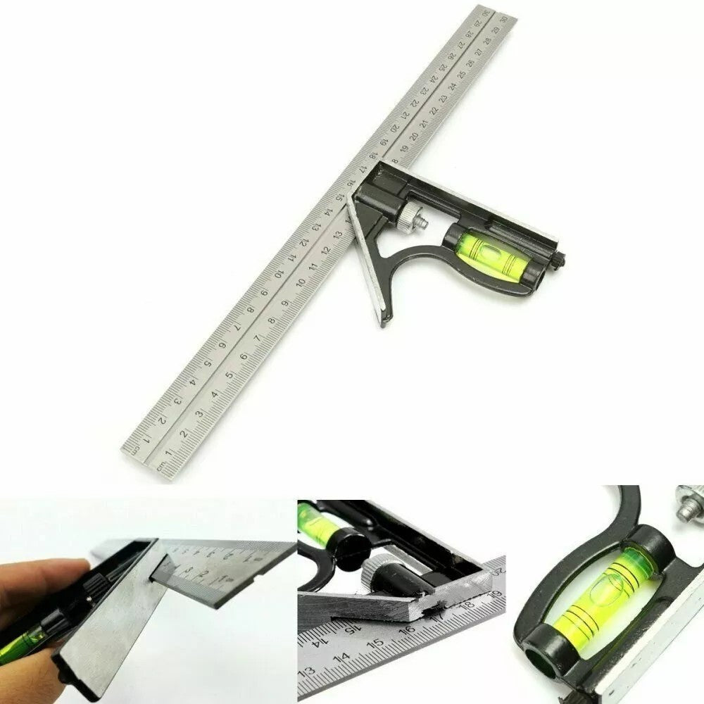 300mm 12 Adjustable Engineers Combination Try Square Set Right Angle Ruler UK