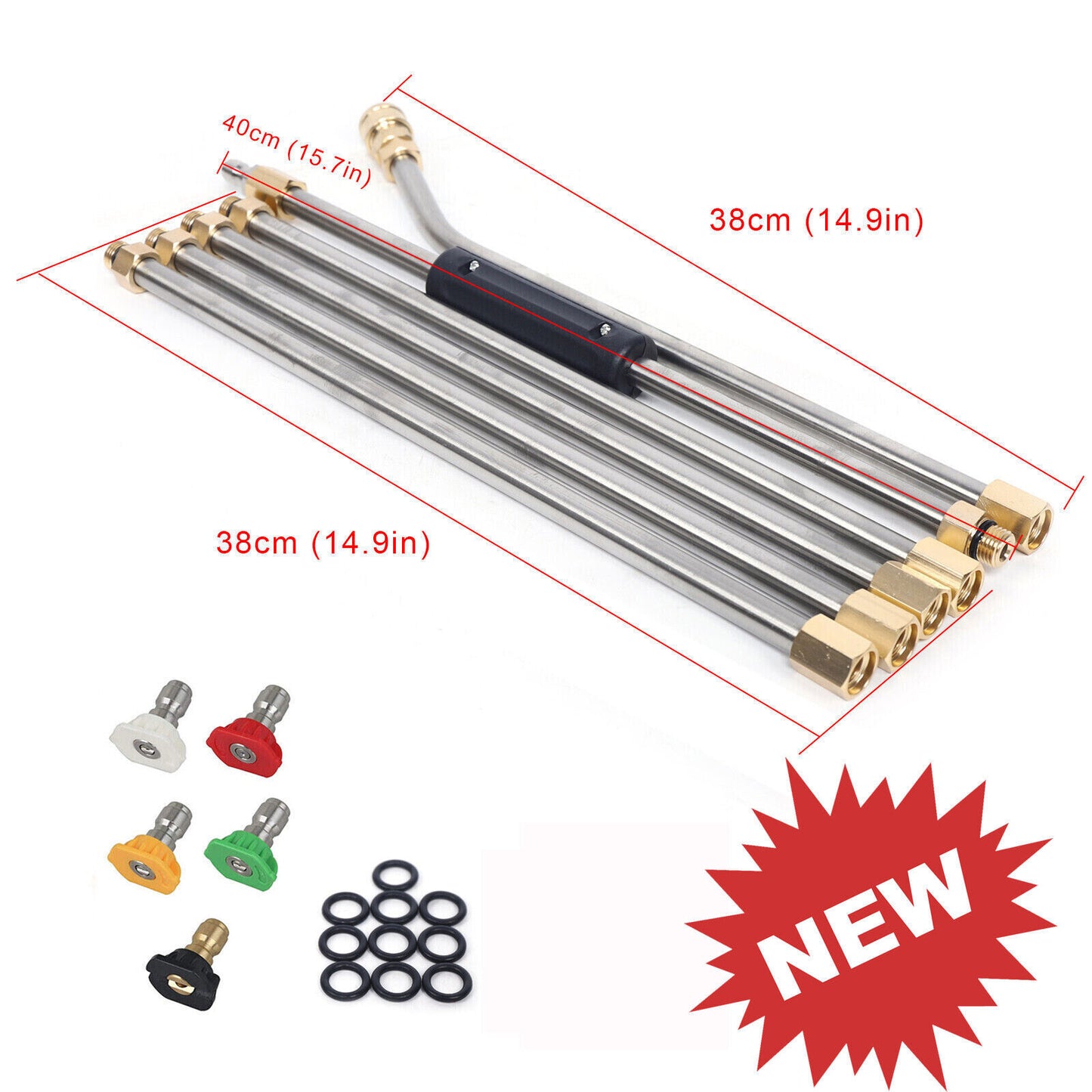 Gutter Cleaning Tool Pressure Washer Extension Wand Lance Set With 5 Nozzle Tips