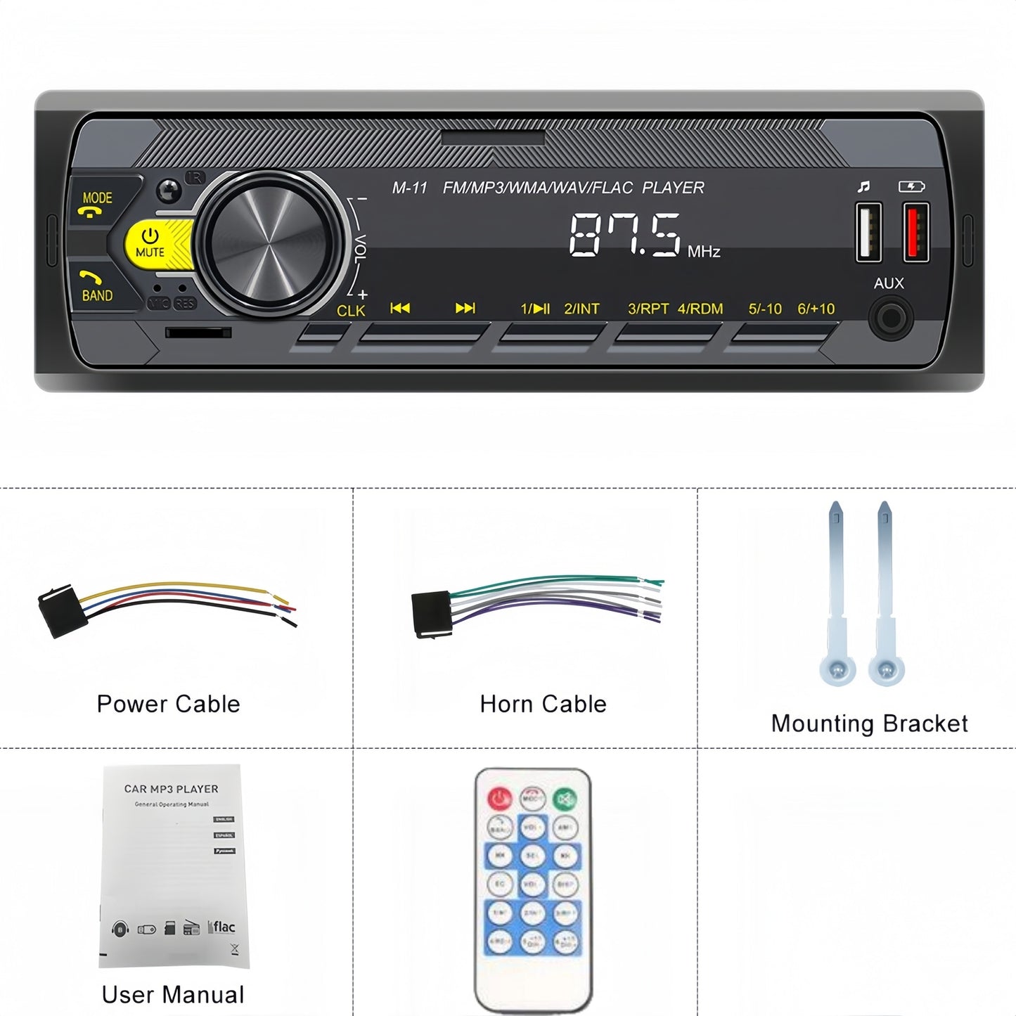 Single 1 Din Car Stereo Radio Bluetooth MP3 Player In-dash Head Unit FM-USB-AUX