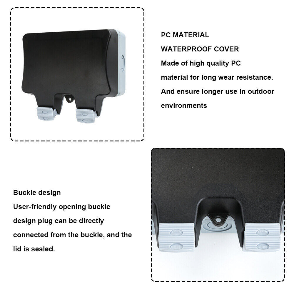 Weatherproof Outdoor Plug 13A 2 Gang Twin Switched Double Socket Outside Box UK