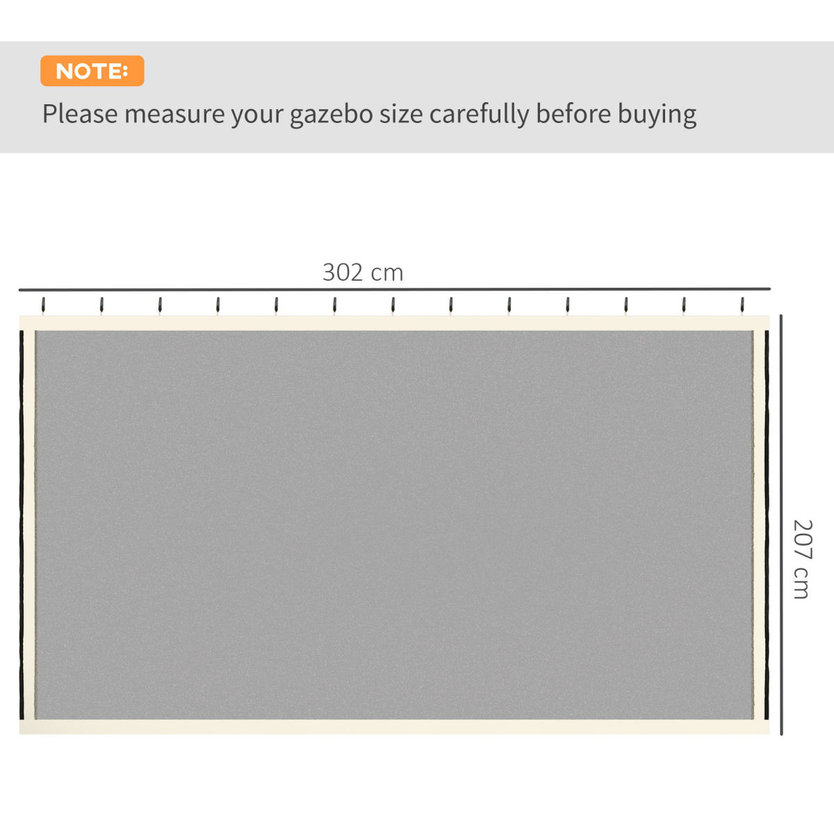 302 x 207cm Universal Replacement Gazebo Mesh Netting Screen Walls