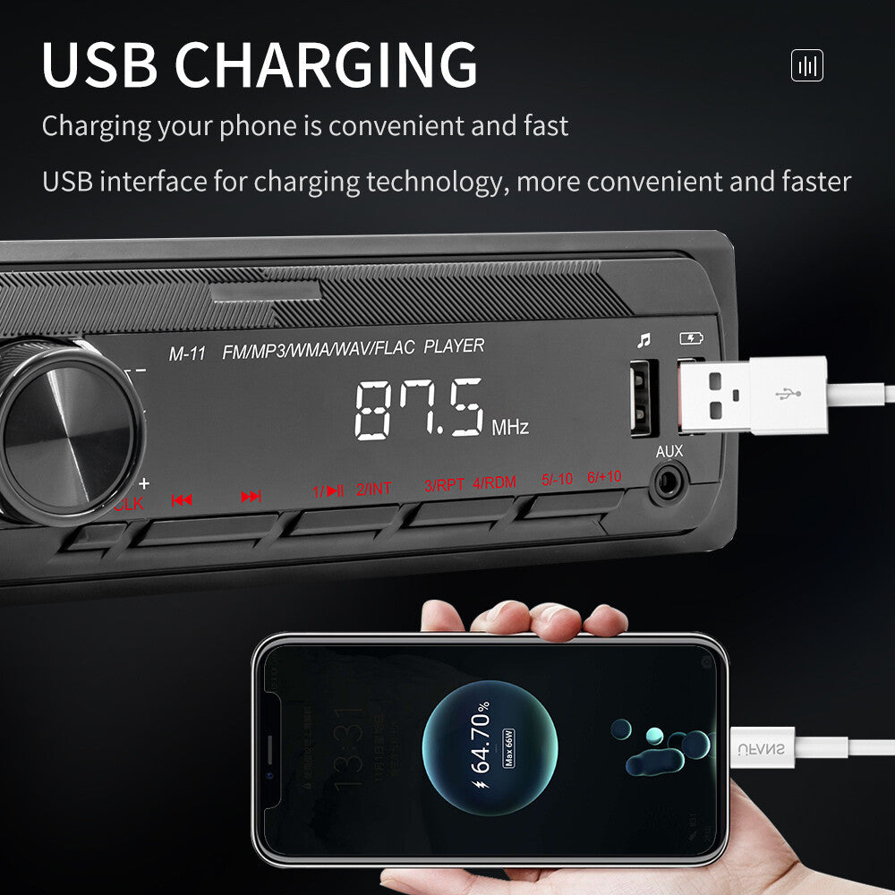 Single 1 Din Car Stereo Radio Bluetooth MP3 Player In-dash Head Unit FM-USB-AUX