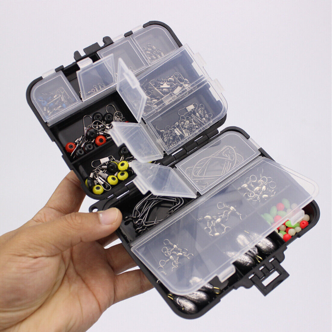 160pcs Carp Fishing Tackle Accessories Kit Lead Clips Carp Swivels Hooks Beads
