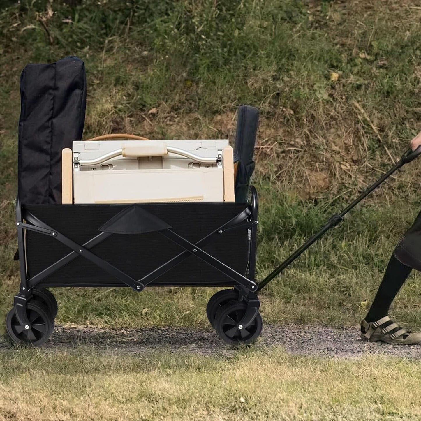 150KG Foldable Collapsible Camping Garden Trolley Cart Wagon Truck Wheelbarrow