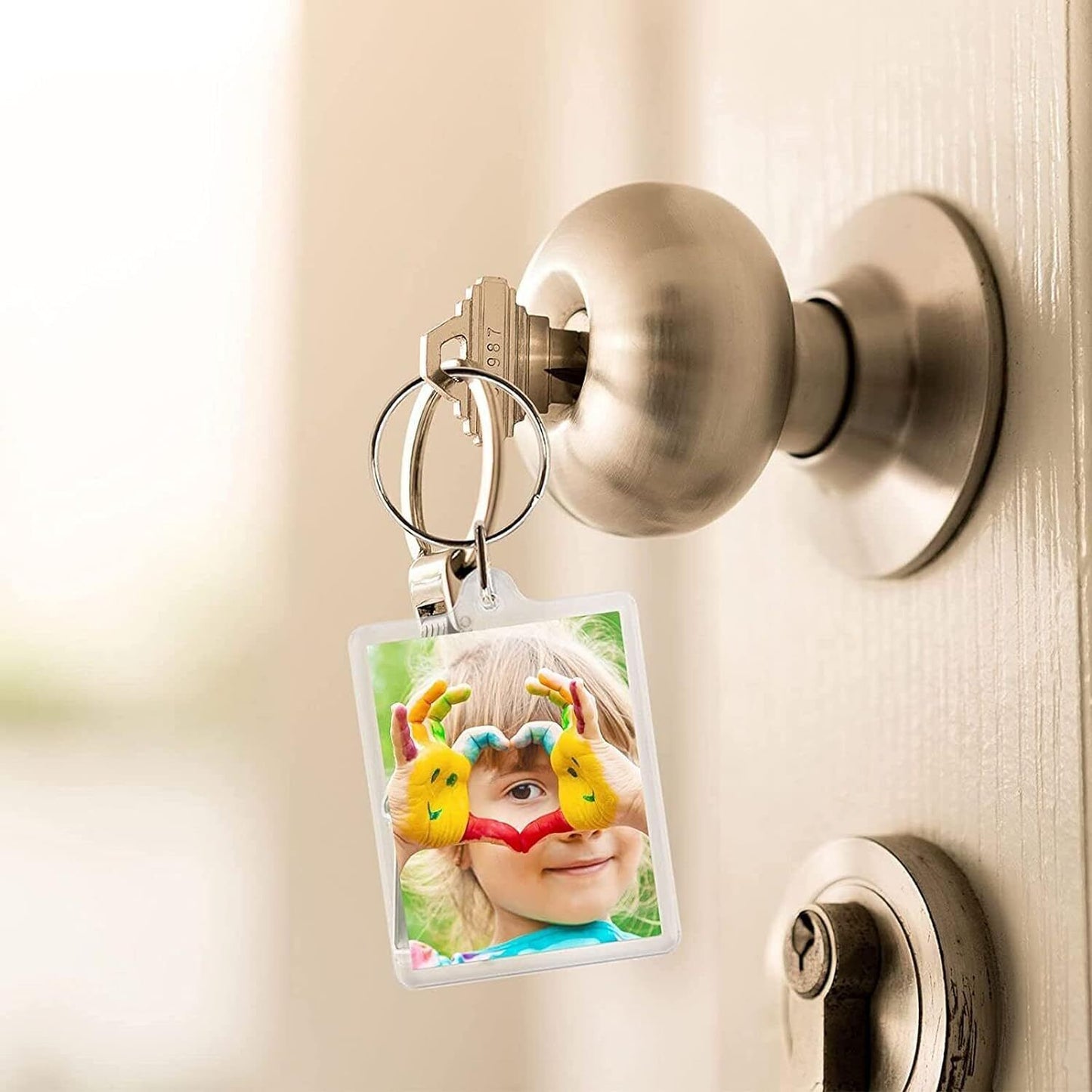 Blank Keyring Acrylic Plastic Passport Photo Key Rings Craft Picture