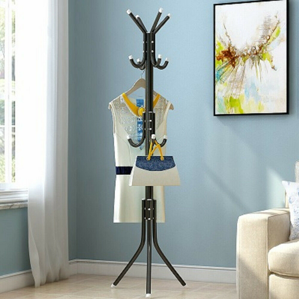 Coat Stand Coat Hat Jacket Umbrella Floor Standing Rack Clothes Hanger Hooks UK