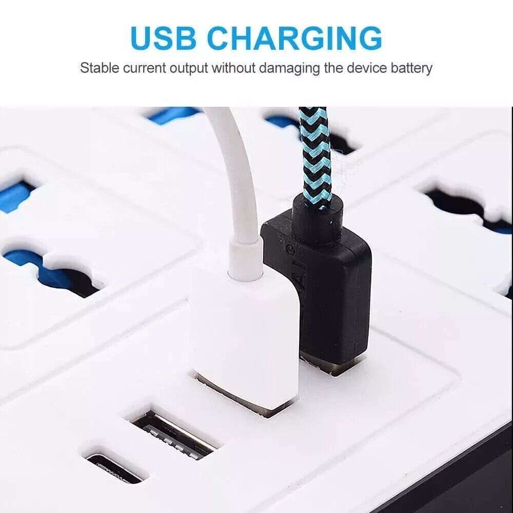 Extension Lead Cable Electric Mains Power 6 Gang Way 4 USB Plug Socket