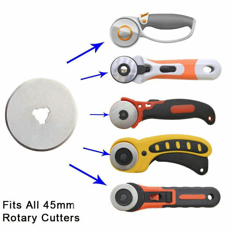 10PCS 45mm Rotary Cutter Replacement Blade Roller Cutter Blade Sewing Cutting A