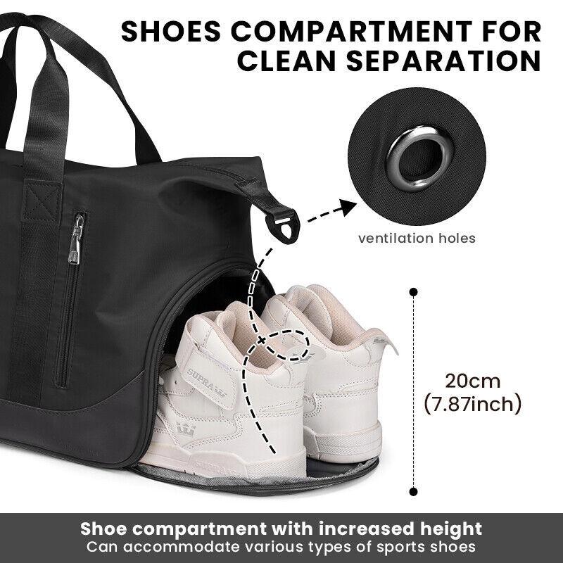 Men Women Gym Duffle Bag Waterproof Large Weekend Travel Sport Holdall Luggage