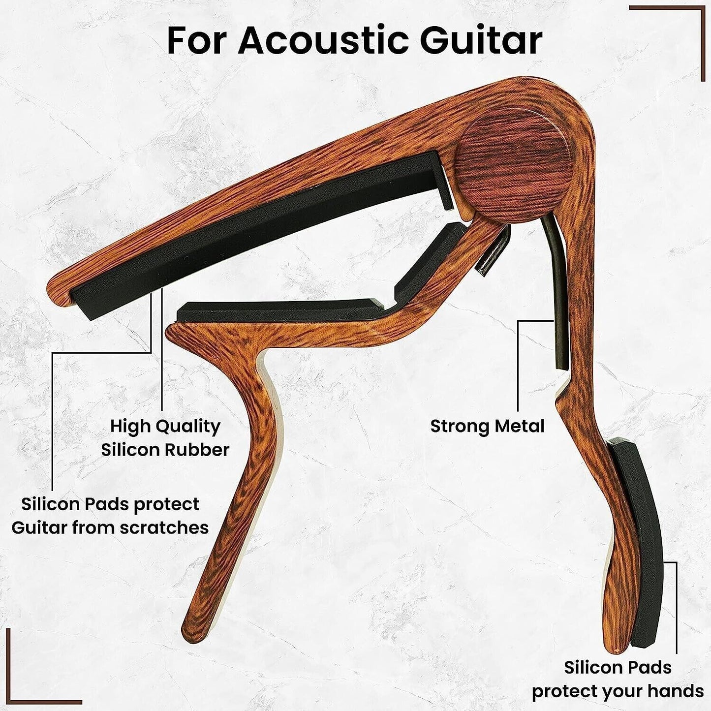 Capo Quick Change Guitar Capo Wooden With 5 Guitar Picks