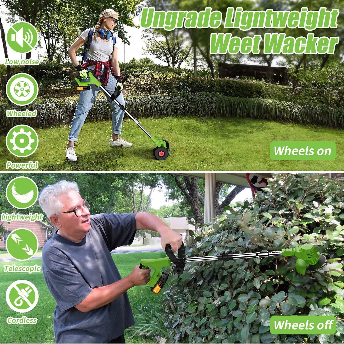 21V Cordless Strimmer Grass Trimmer Tree Cutter Garden Edger Electric 2Batteries