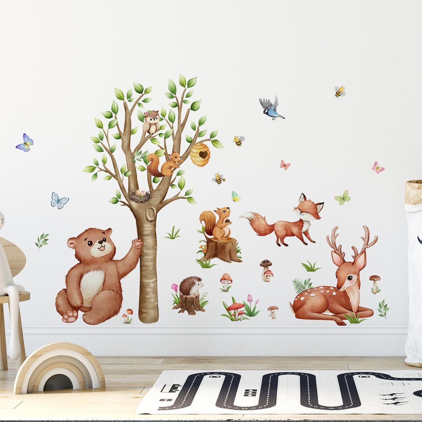Wall Stickers Decals Animal Jungle Forest Train Kids Room Nursery Decor Peel & Stick