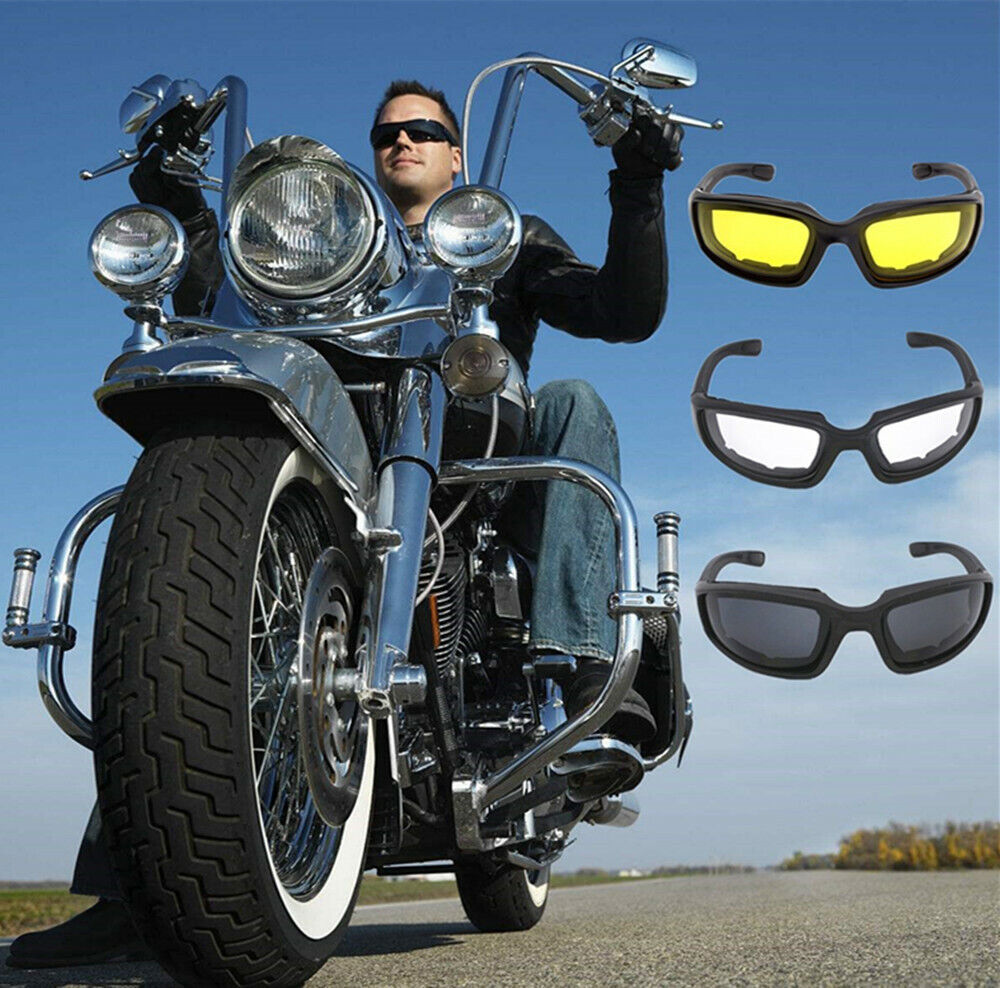 3 Pair Motorcycle Sports Padded Biker Riding Glasses Wind Resistant Sunglasses