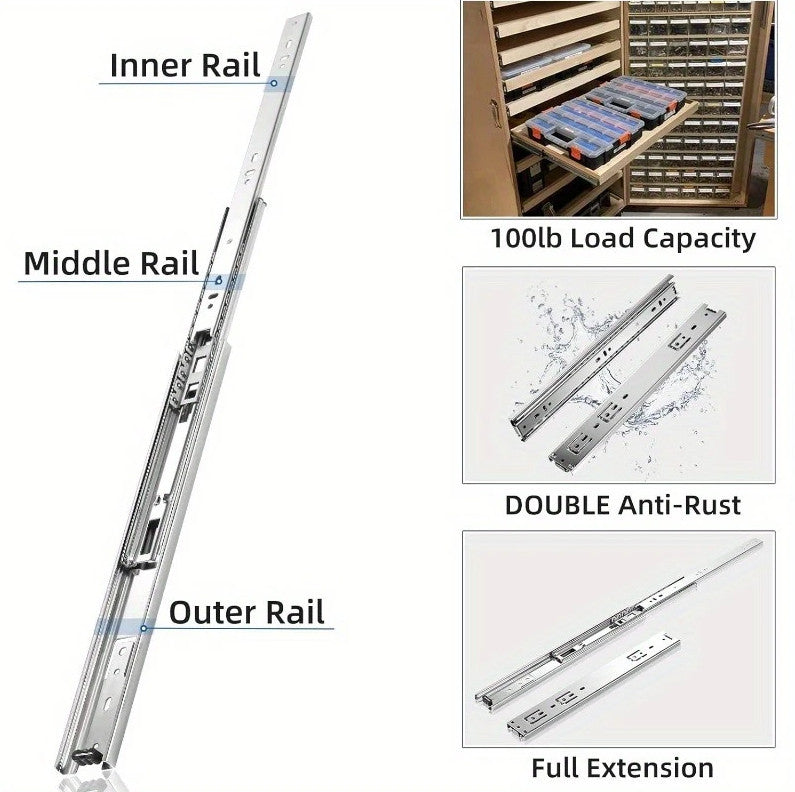 10-16 Heavy Duty Cold Rolled Steel Full Extension Ball Bearing Drawer Slides