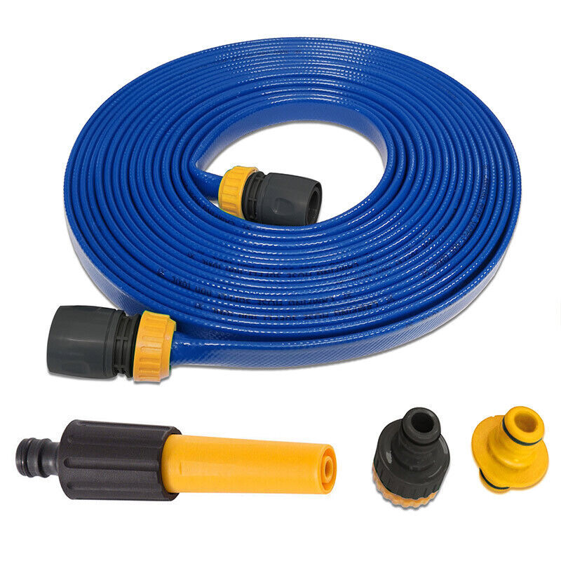 15M Flat Food Grade Water Hose Pipe Connector For Caravan, Motorhome Boat UK