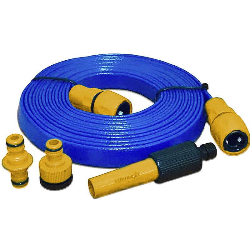 15M Flat Food Grade Water Hose Pipe Connector For Caravan, Motorhome Boat UK
