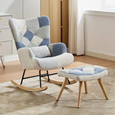 Rocking Chairs For Adults, Tteddy Rocking Chair Relaxing Recliner Chair With Solid Wood Legs High Back Lounge Chairs For Balcony Living Room Bedroom