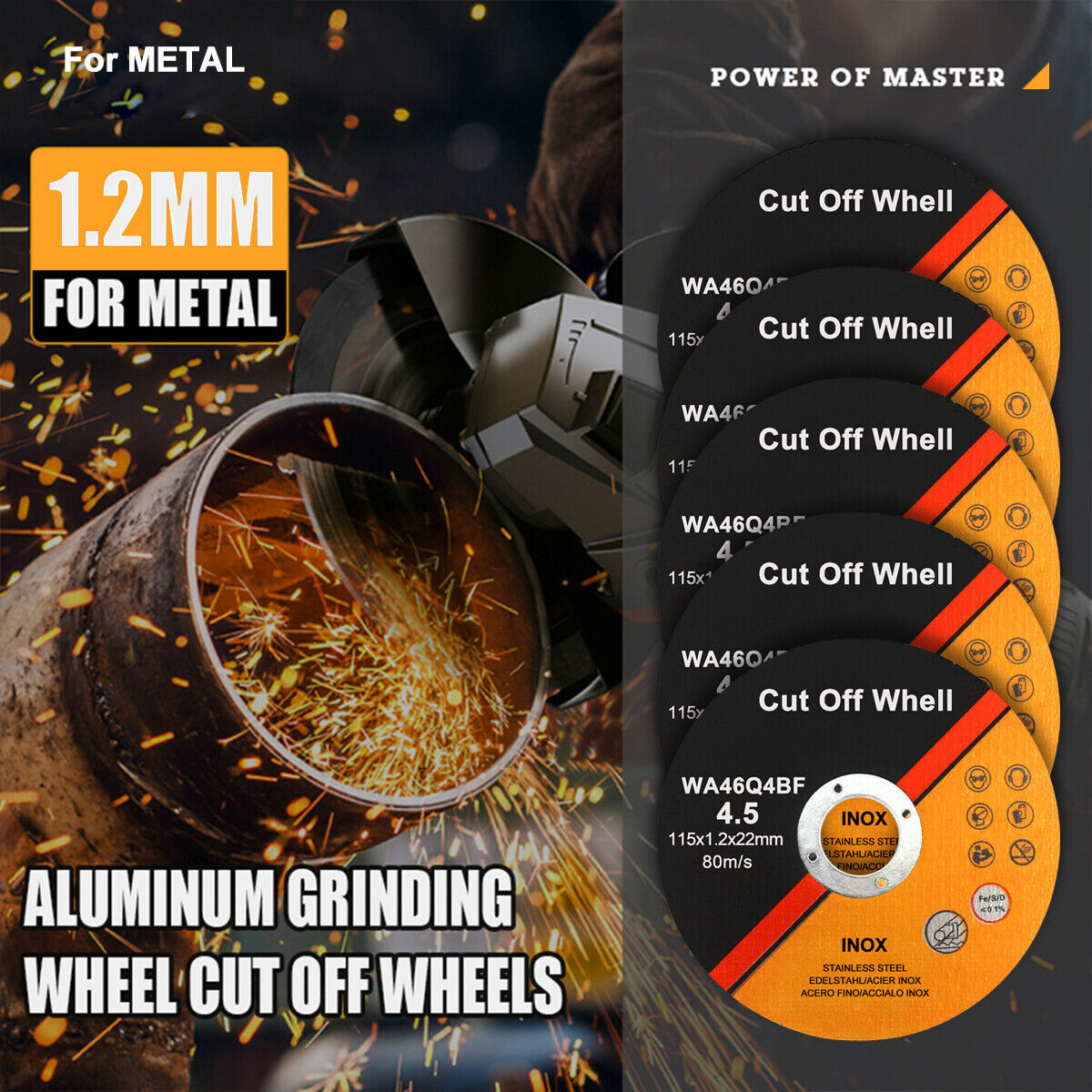 115mm ULTRA THIN 1mm METAL CUTTING BLADE DISC FOR STEEL & STAINLESS ANGLE50PCS