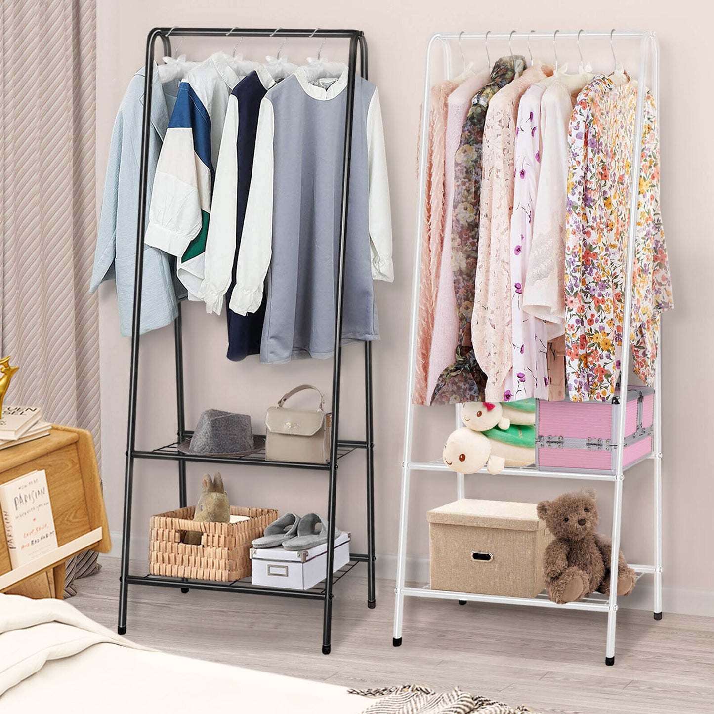 Heavy Duty Metal Clothes Rod Shoe Storage Clothing Rack Hanging Display Rack