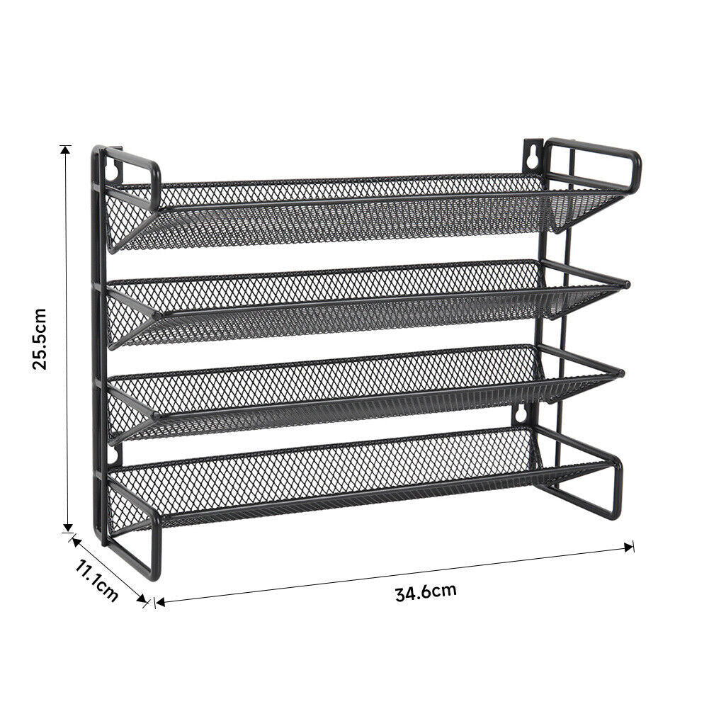 4 Tiers Metal Spice Rack Kitchen Countertop Cupboard Spice Herb Jar Storage Shelf