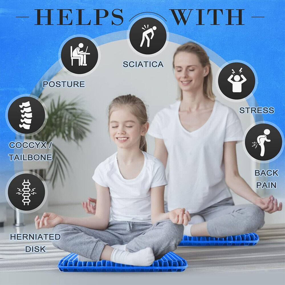 Gel Seat Cushion For Lower Back Pain Pressure Relief Wheelchair Car Office Pad