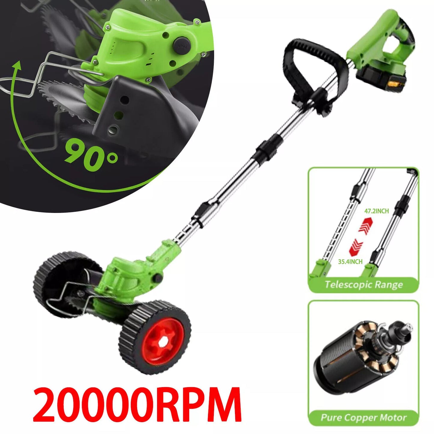 21V Cordless Strimmer Grass Trimmer Tree Cutter Garden Edger Electric 2Batteries