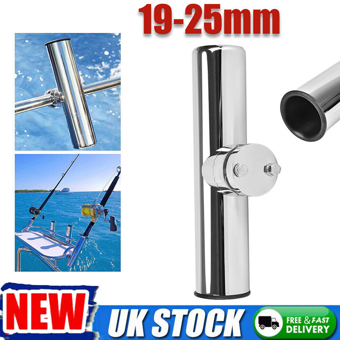 19-25mm Fishing Rod Holder Stainless Steel Rail Mount Rail For Marine Boat UK