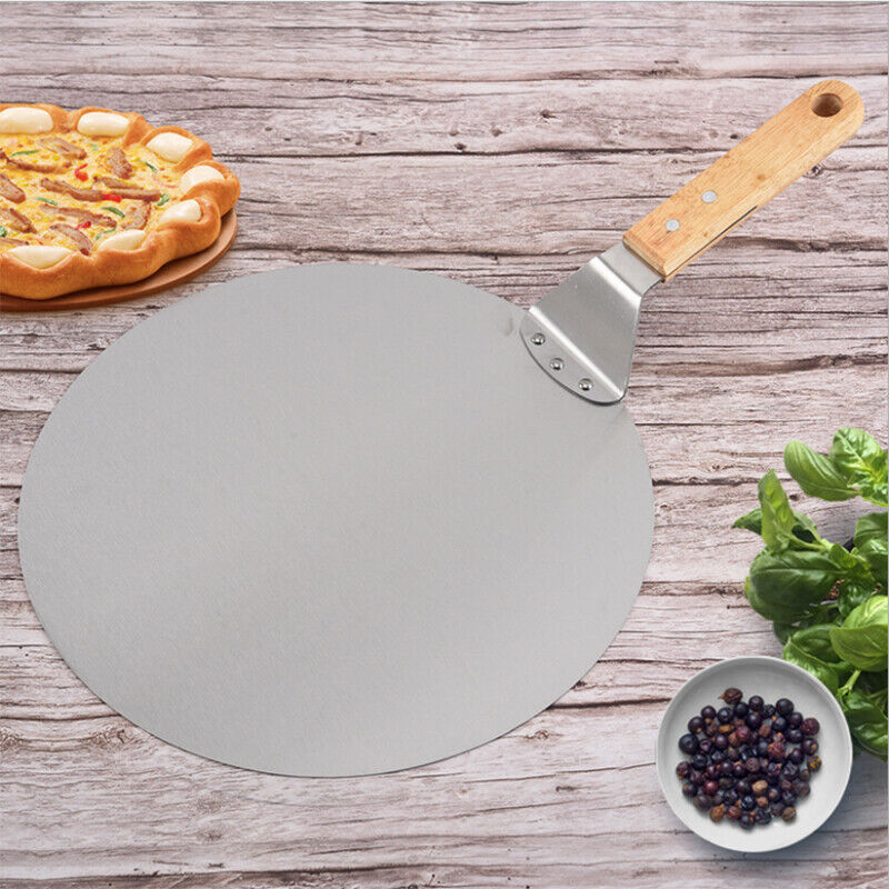 12Inch Stainless Steel Pizza Paddle Peel Bakers BBQ Oven Tray Wooden Handle