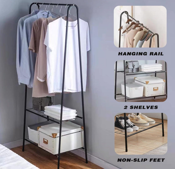 Heavy Duty Metal Clothes Rod Shoe Storage Clothing Rack Hanging Display Rack