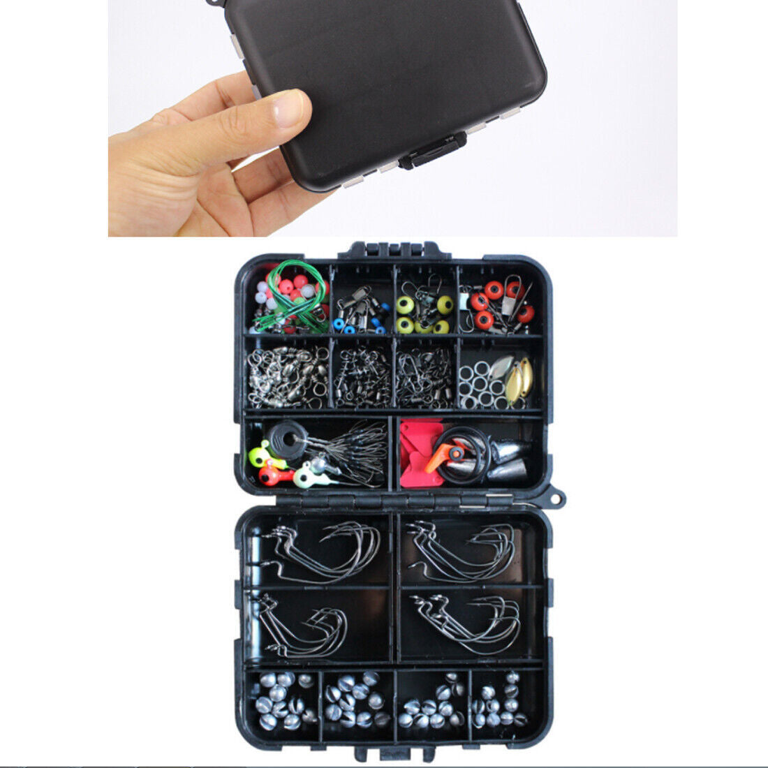 160pcs Carp Fishing Tackle Accessories Kit Lead Clips Carp Swivels Hooks Beads