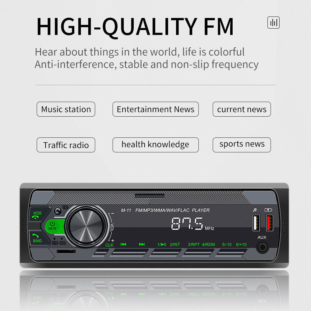 Single 1 Din Car Stereo Radio Bluetooth MP3 Player In-dash Head Unit FM-USB-AUX