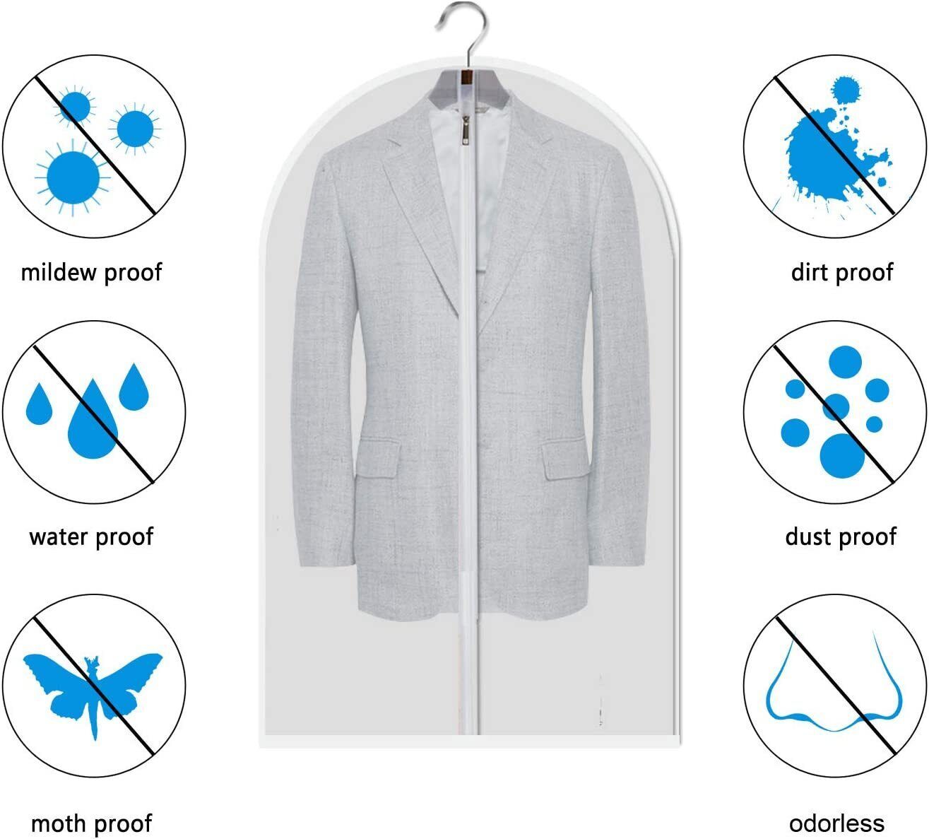 10x Clear Coat Dress Garment Clothes Cover Dust Protector Travel Bag With Zip