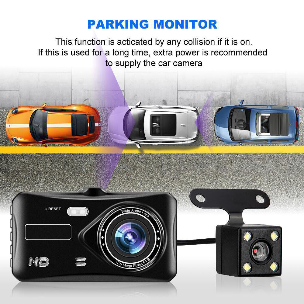 Dashcam Pro DUAL REAR Car Camera Wide Angle 1080p With 32GB SD Card