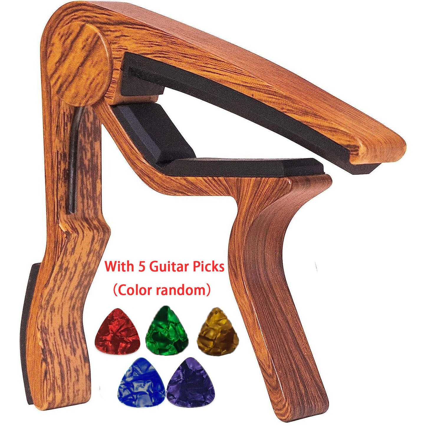 Capo Quick Change Guitar Capo Wooden With 5 Guitar Picks