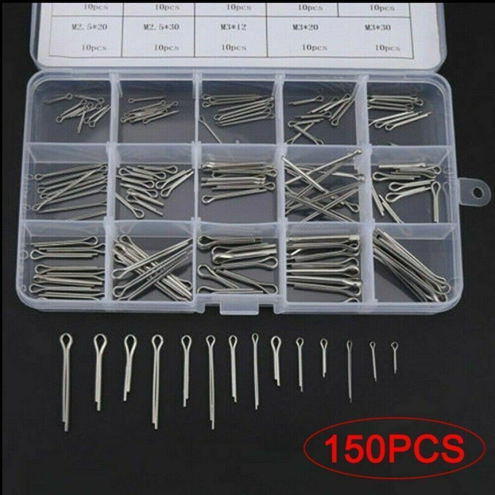 UK 150Pcs Split-Pins Split Cotter Pins Stainless Steel A2 Marine Grade 304