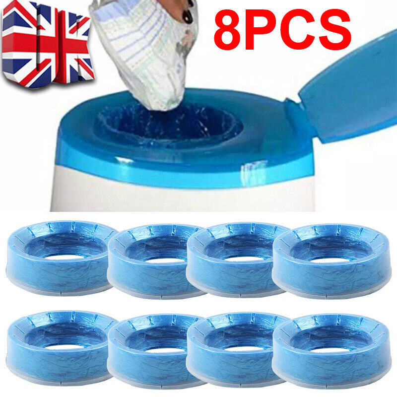 8pcs Nappy Disposal System Refill Cassettes Wrappers Bag Sacks Pack Bin Bags