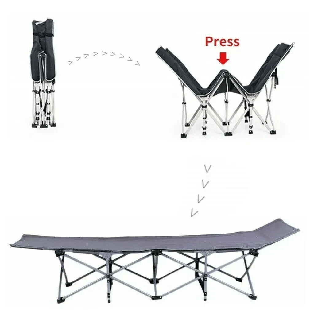 Heavy Duty Single Folding Bed With Bag Camping Travel Guest Lightweight UK