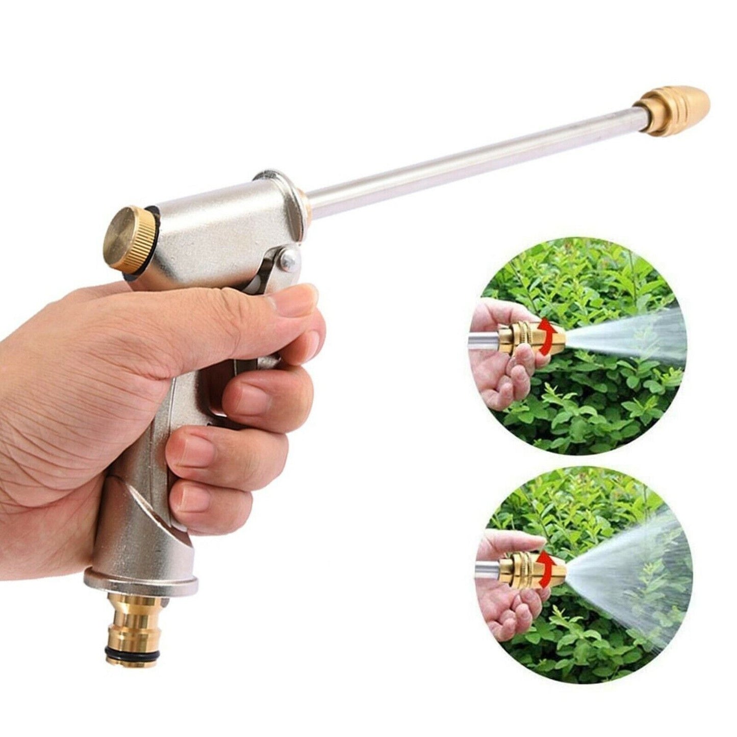 High Pressure Water Spray Gun Brass Nozzle Garden Hose Pipe For Lawn Car Wash N