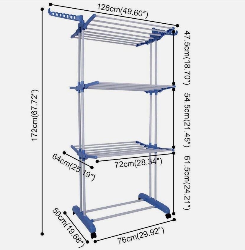 4 Tier Clothes Airer Dryer Rack Foldable Dry Rail Hanger Laundry Indoor Outdoor